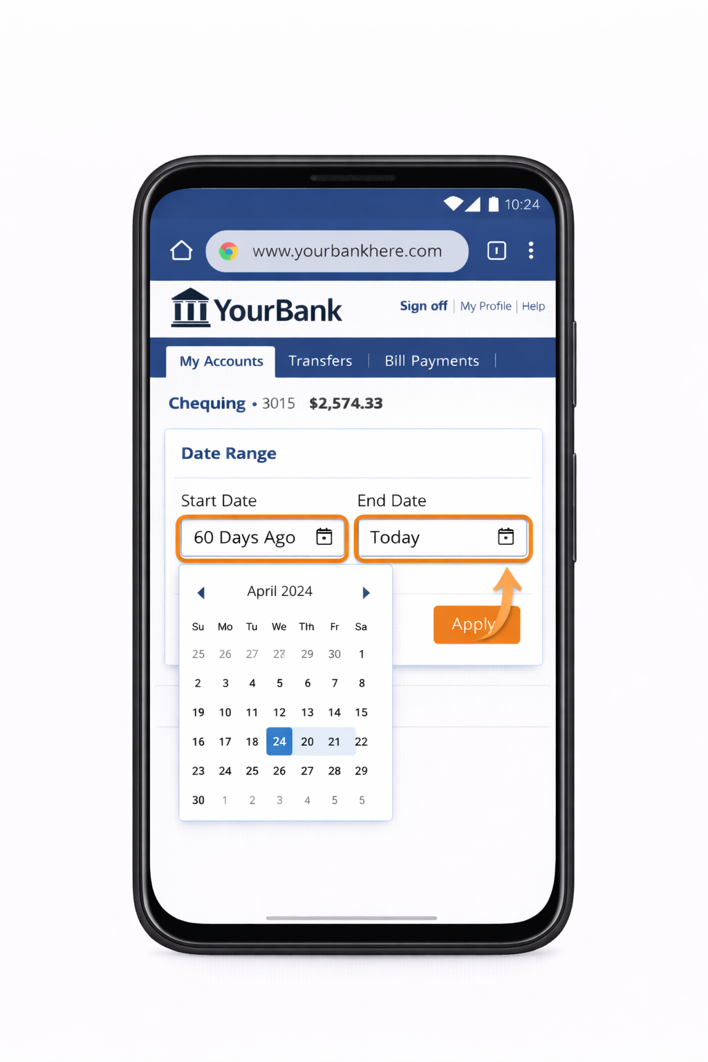 Step 4: Date range filter set to cover the last 60 days