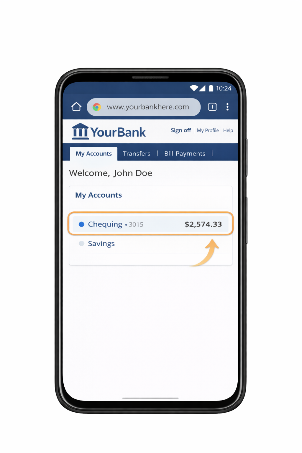 Step 3: Select account and open Transactions or Account Activity