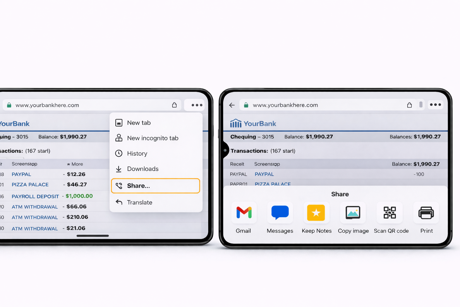 Step 6: Print dialog set to Save as PDF on Android